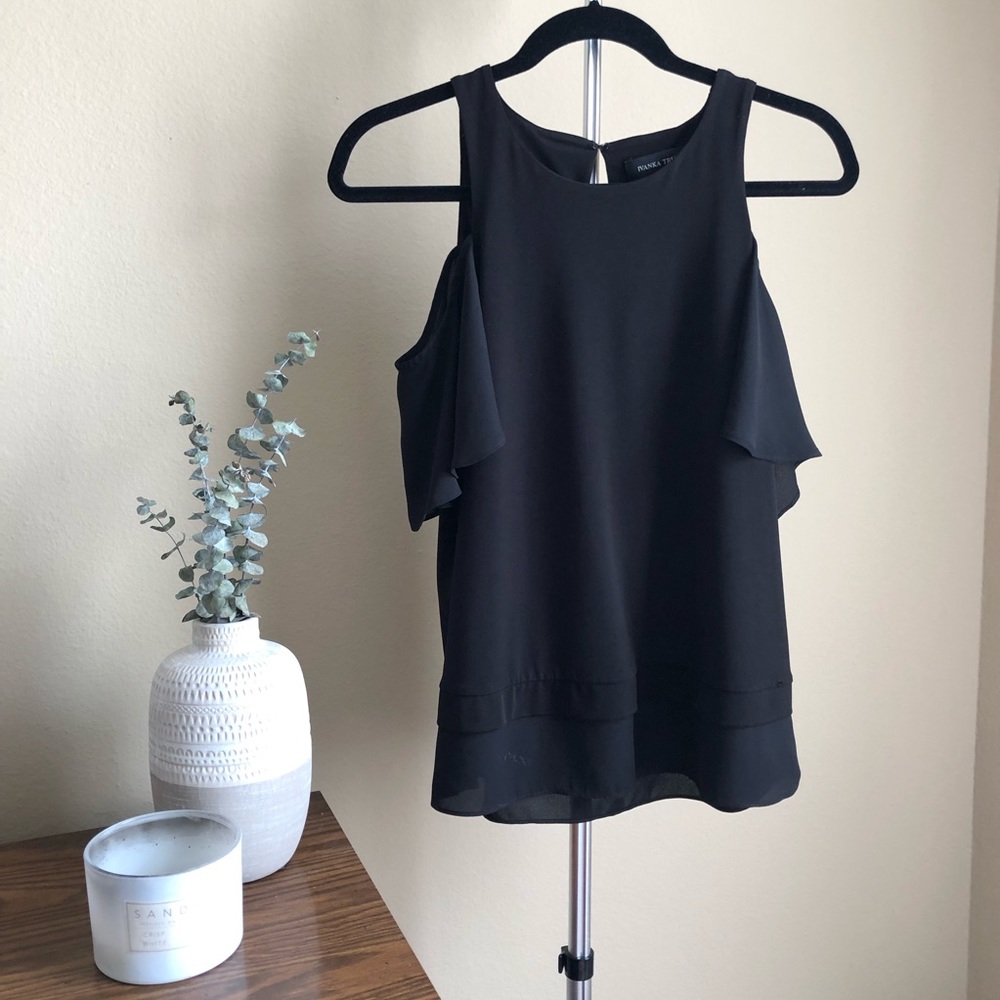 Keyhole Black Flutter Top